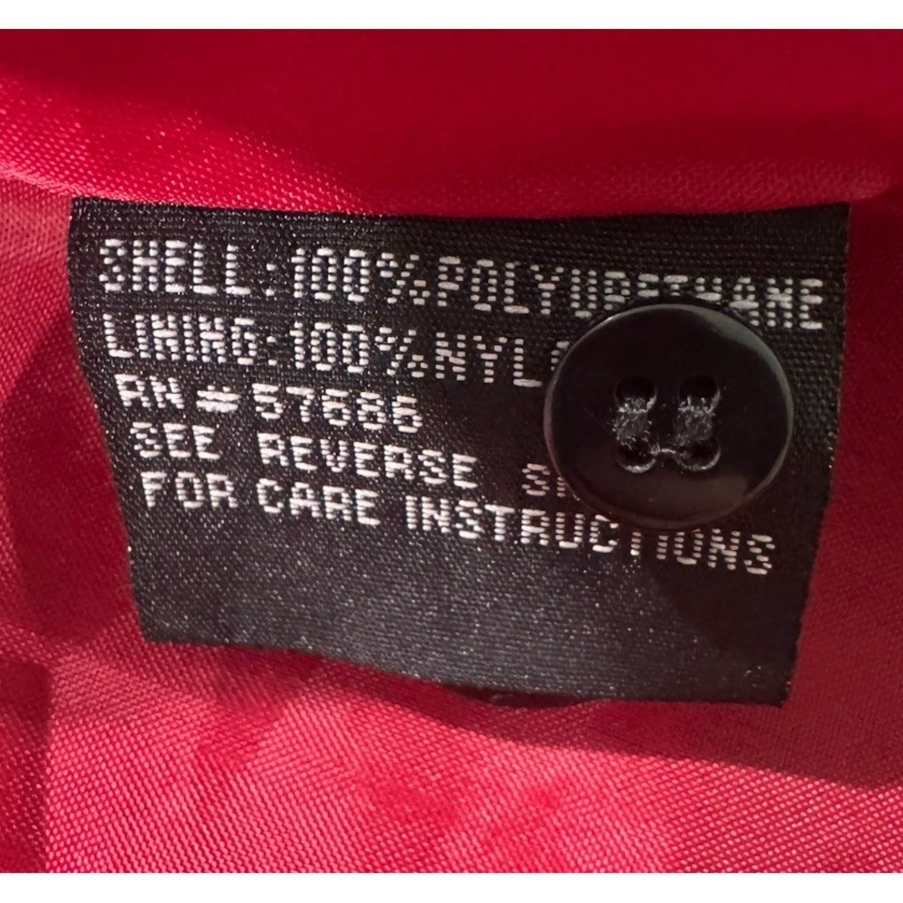 VTG Me Jane Blazer Jacket Womens XL Black Faux Leather Red Lining Grunge Y2K - Picture 8 of 12